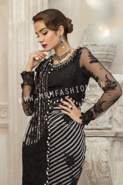 Maria B Mbroidered Eid Collection 2020 | Unstitched MBROIDERED - Black (BD-1903) - Image 3