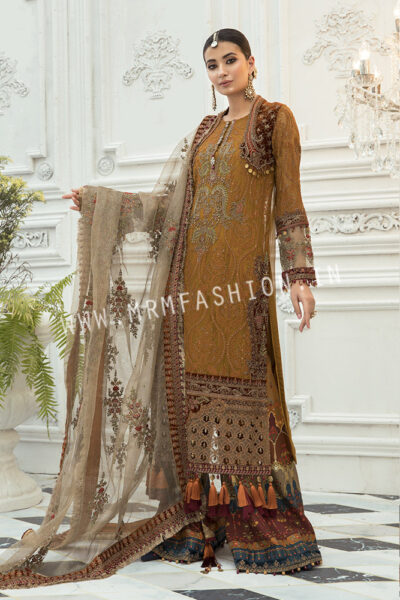 Maria B Mbroidered Eid Collection 2020 | Unstitched MBROIDERED - Rust (BD-1906)
