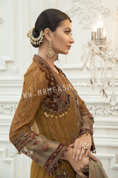 Maria B Mbroidered Eid Collection 2020 | Unstitched MBROIDERED - Rust (BD-1906) - Image 2