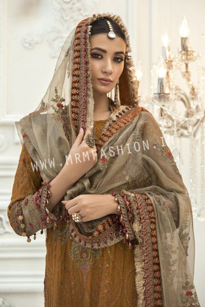 Maria B Mbroidered Eid Collection 2020 | Unstitched MBROIDERED - Rust (BD-1906) - Image 3