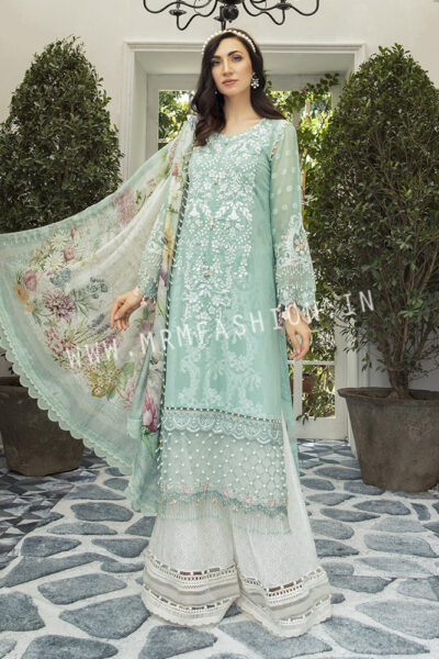 Maria B Lawn Eid Collection 2020 | Unstitched Lawn | EL-20-08-Pastel Aqua