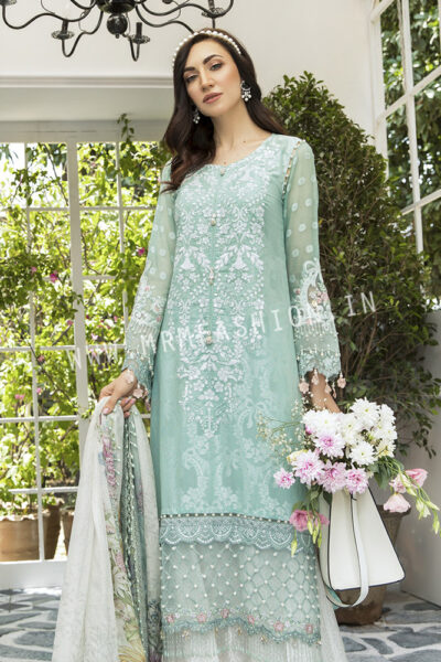 Maria B Lawn Eid Collection 2020 | Unstitched Lawn | EL-20-08-Pastel Aqua - Image 2