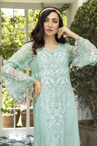 Maria B Lawn Eid Collection 2020 | Unstitched Lawn | EL-20-08-Pastel Aqua - Image 3