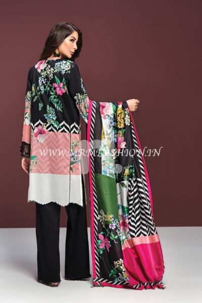 41906137-Lawn & Silk Chiffon ? Black Digital Printed Dyed Embroidered 3PC - Image 2