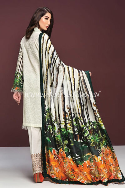 41906139-Lawn & Silk Chiffon ? Yellow Digital Printed Dyed Embroidered 3PC - Image 2