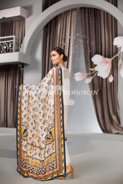 41907026?Lawn & Silk Chiffon - Off White Printed Embroidered 3PC - Image 2