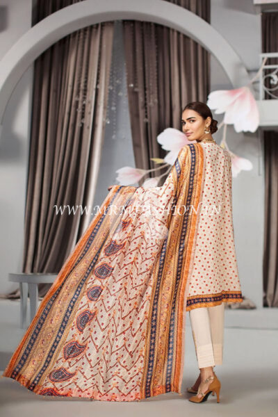 41907027?Lawn & Silk Chiffon - Beige Digital Printed Embroidered 3PC - Image 2