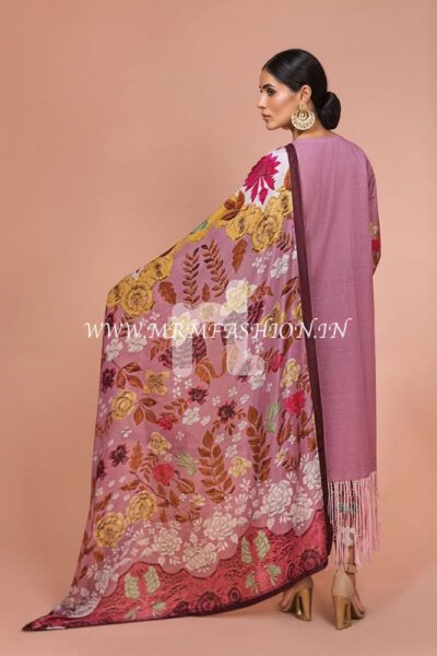 41907508-Silk Chiffon, Slub Lawn & Cambric ? Purple Digital Printed Embroidered 3PC - Image 2