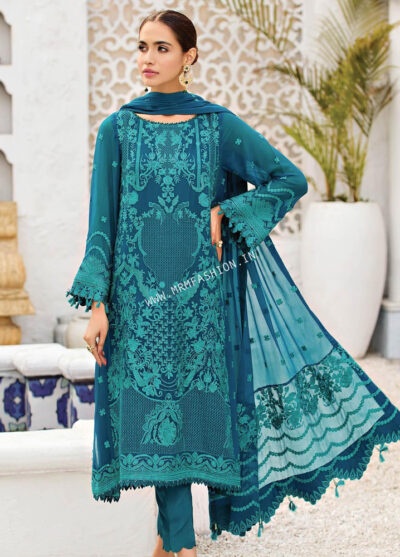 Alizeh Embroidered Chiffon Vol-4 | 10 - Teal Ink
