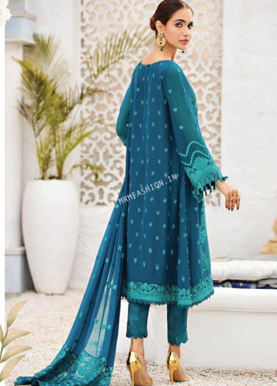 Alizeh Embroidered Chiffon Vol-4 | 10 - Teal Ink - Image 2