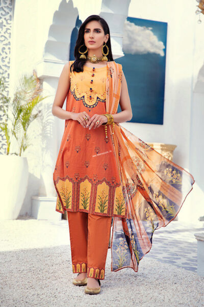 Cross Stitch Daily Unstitched Lawn 2021 - Tangerine Glow