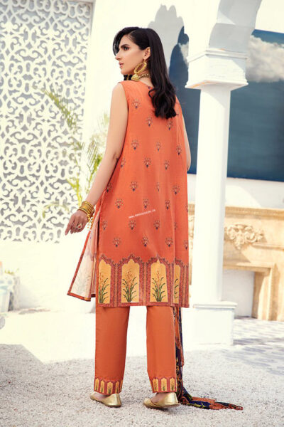 Cross Stitch Daily Unstitched Lawn 2021 - Tangerine Glow - Image 2