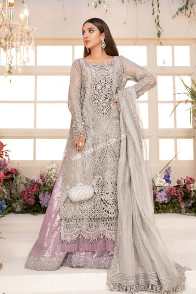 Maria B Eid Unstitched MBROIDERED 2021 - Grey and Lilac (BD-2108)