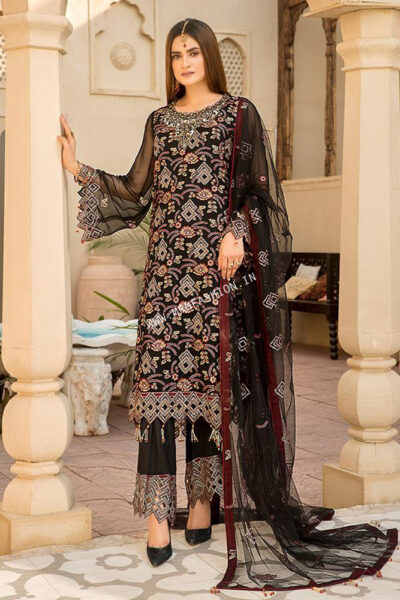 Maryams Luxury Embroidered Vol – 21 | D-12 Black Mulberry - Image 5