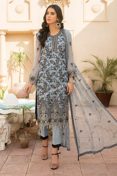 Maryams Luxury Embroidered Vol – 21 | D-10 Arctic Blue