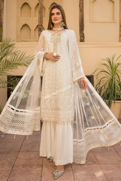 Maryams Luxury Embroidered Vol – 21 | D-08 Floral White