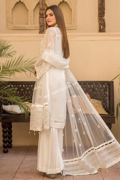 Maryams Luxury Embroidered Vol – 21 | D-08 Floral White - Image 2