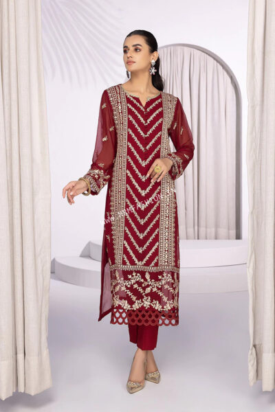 Azure Luxury Formals Unstitched Shirt | Sangria