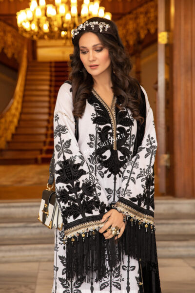 Maria B Linen 2021 | DL-902-Black and White - Image 2
