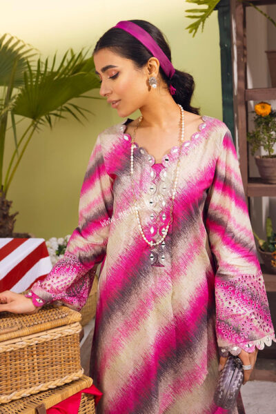 Ballerina Chiknankari Lawn'22 By Nureh | NU2-35 Scarlet Melody - Image 2
