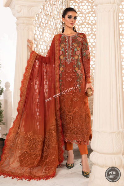 Maria B Chiffon ' 22 | MPC-22-205-Burnt Orange and Rust