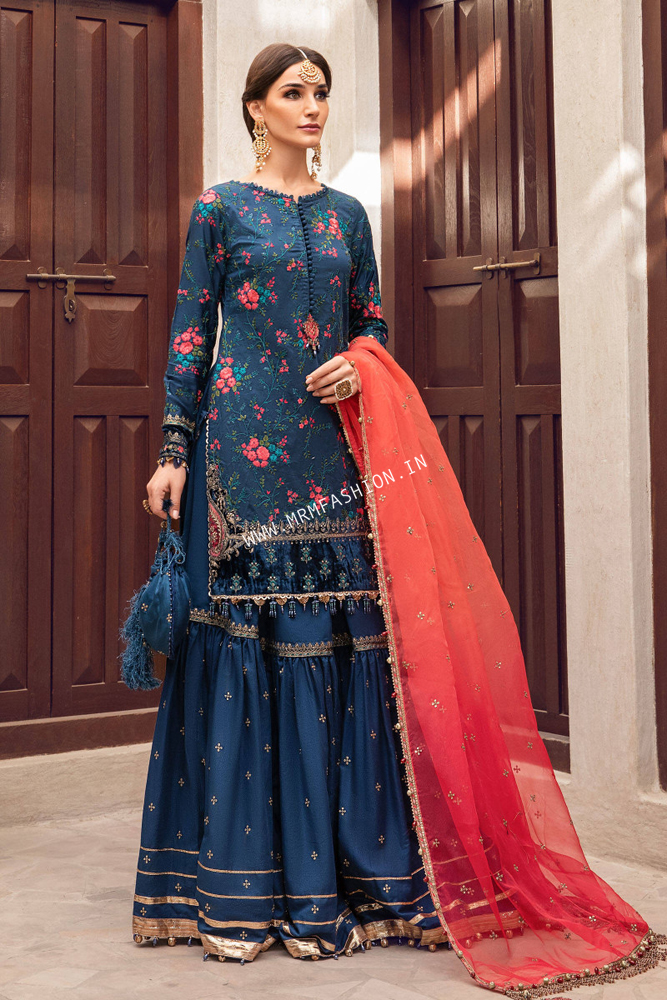 Maria B Sateen 2022 | CST-505-Royal Blue and Salmon