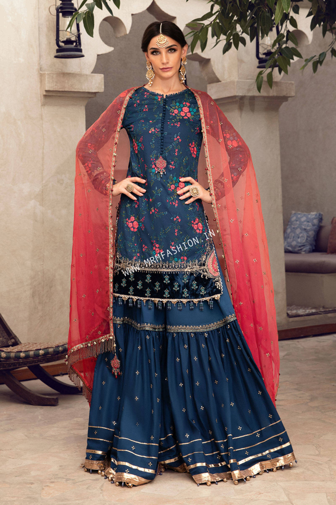Maria B Sateen 2022 | CST-505-Royal Blue and Salmon - Image 2