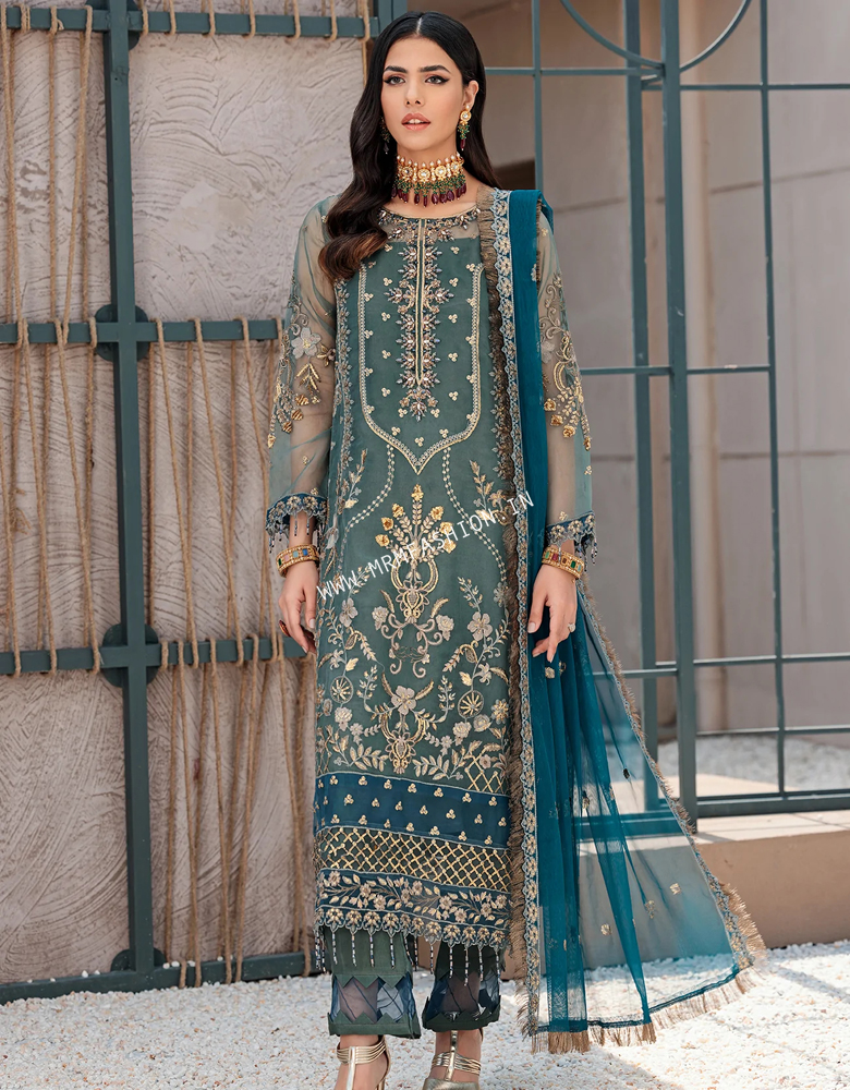 Nafasat By Emaan Adeel Embroidered Organza Suits Unstitched 3 Piece EA23-N2 NF-210 - Luxury Collection