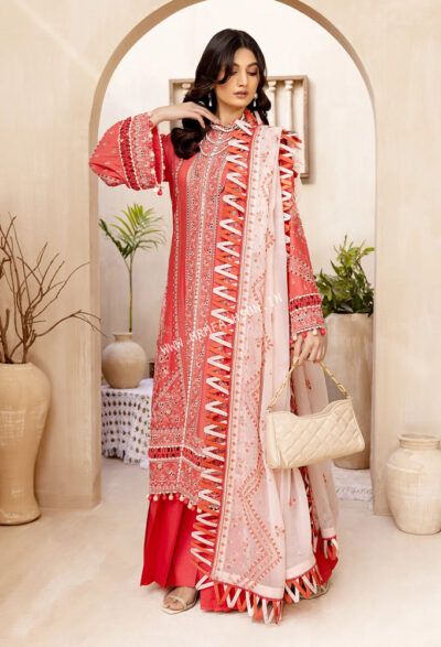 Elizabeth Luxury Lawn By Adan's Libas 2023 | D10 - Scarlet