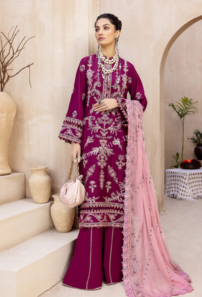 Elizabeth Luxury Lawn By Adan's Libas 2023 | D7 - Carmine