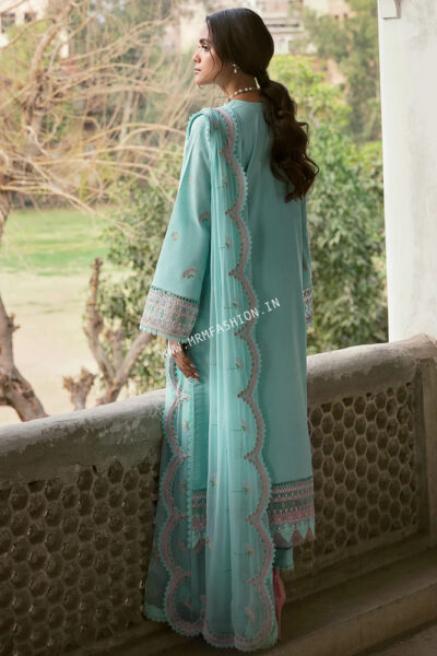 Afrozeh Lamhay Luxury Lawn 2023 | CRYSTAL CYAN - Image 2