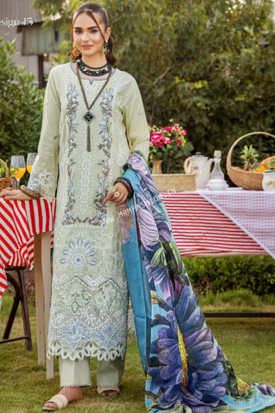 Etoiles Semi Stitch Embroidered Lawn By Zebaish 2023 | Design - 15
