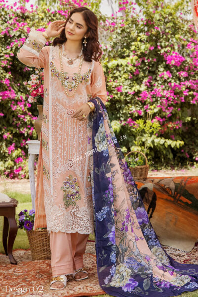 Etoiles Semi Stitch Embroidered Lawn By Zebaish 2023 | Design - 2