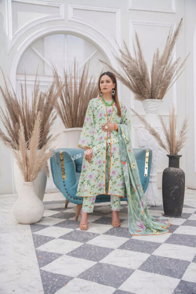 Coral Printed Lawn By Amfahh 2023 | C-01