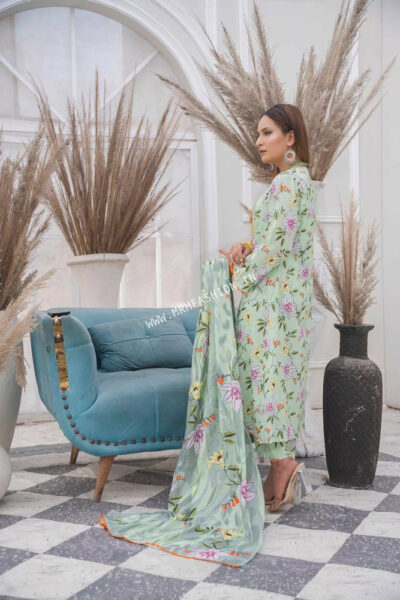 Coral Printed Lawn By Amfahh 2023 | C-01 - Image 2