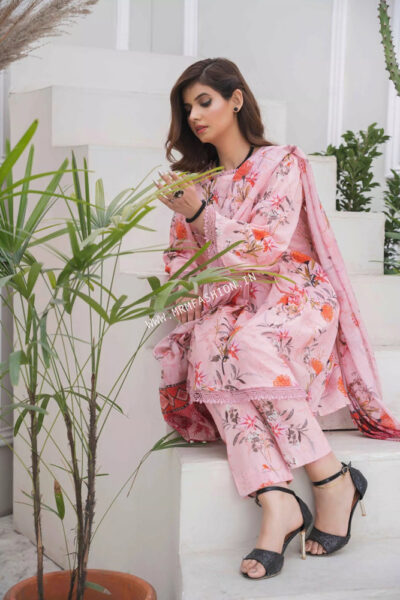 Coral Printed Lawn By Amfahh 2023 | C-08