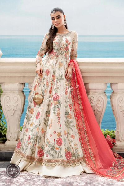Maria B Chiffons 2023 | MPC-23-106 Cloud White Floral