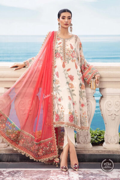 Maria B Chiffons 2023 | MPC-23-106 Cloud White Floral - Image 2