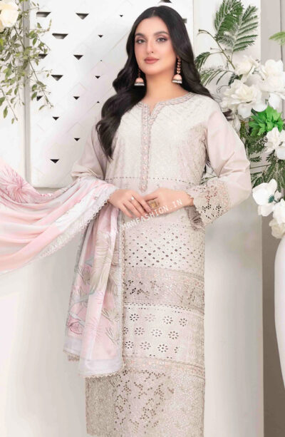 Saija Embroidered Schiffli Semi Stitched Lawn By Tawakkal | D - 1229 - Image 2