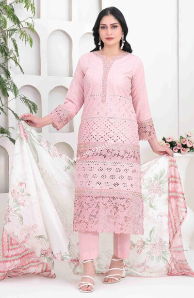 Saija Embroidered Schiffli Semi Stitched Lawn By Tawakkal | D - 1230