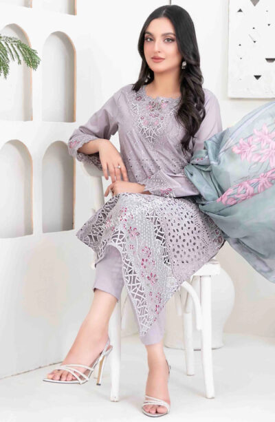 Saija Embroidered Schiffli Semi Stitched Lawn By Tawakkal | D - 1231 - Image 2