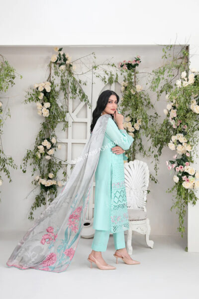 Saija Embroidered Schiffli Semi Stitched Lawn By Tawakkal | D - 1232 - Image 2