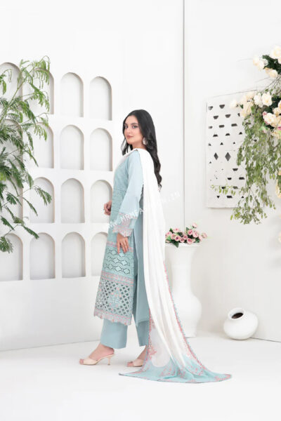 Saija Embroidered Schiffli Semi Stitched Lawn By Tawakkal | D - 1235 - Image 2