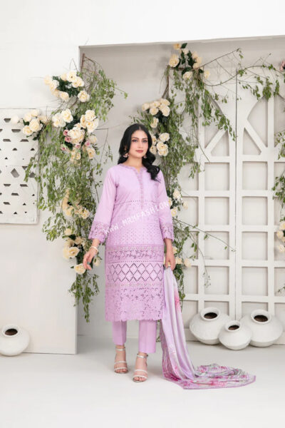 Saija Embroidered Schiffli Semi Stitched Lawn By Tawakkal | D - 1236