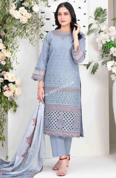 Saija Embroidered Schiffli Semi Stitched Lawn By Tawakkal | D - 1237