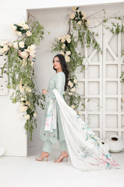 Saija Embroidered Schiffli Semi Stitched Lawn By Tawakkal | D - 1238 - Image 2