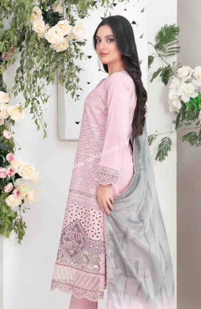 Saija Embroidered Schiffli Semi Stitched Lawn By Tawakkal | D - 1239 - Image 2