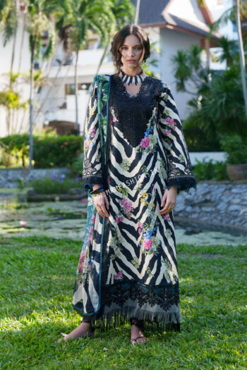 Printed Chikankari Lawn By AJR Couture ' 26 | Iris