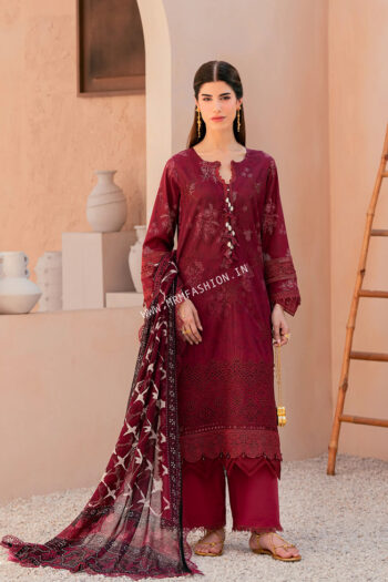Mausummery Digital Printed & Embroidered Lawn ' 26 | Garnet