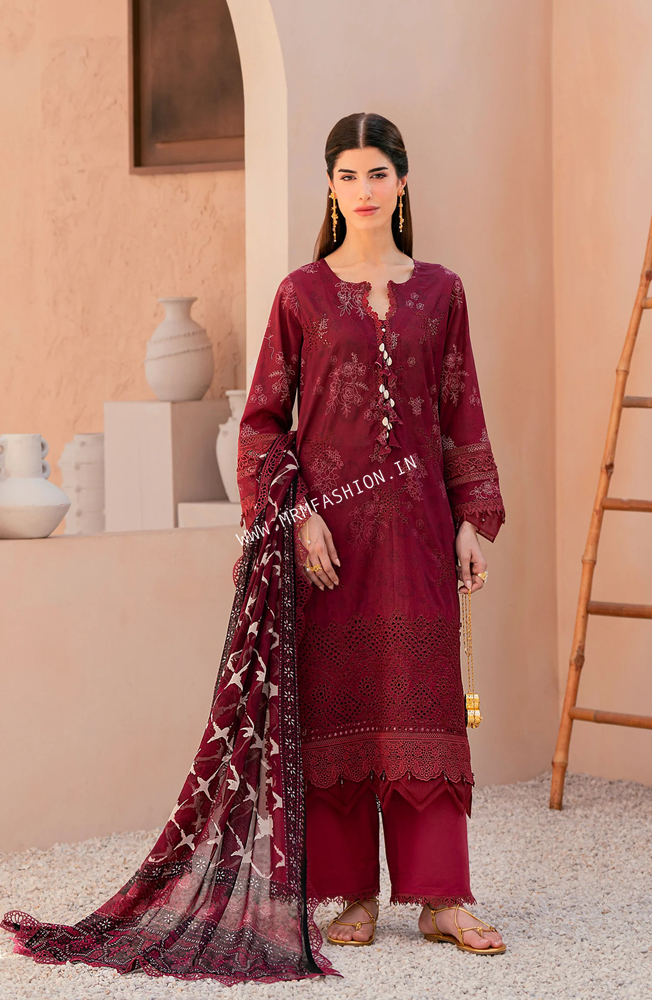 Mausummery Digital Printed & Embroidered Lawn ‘ 26 | Garnet